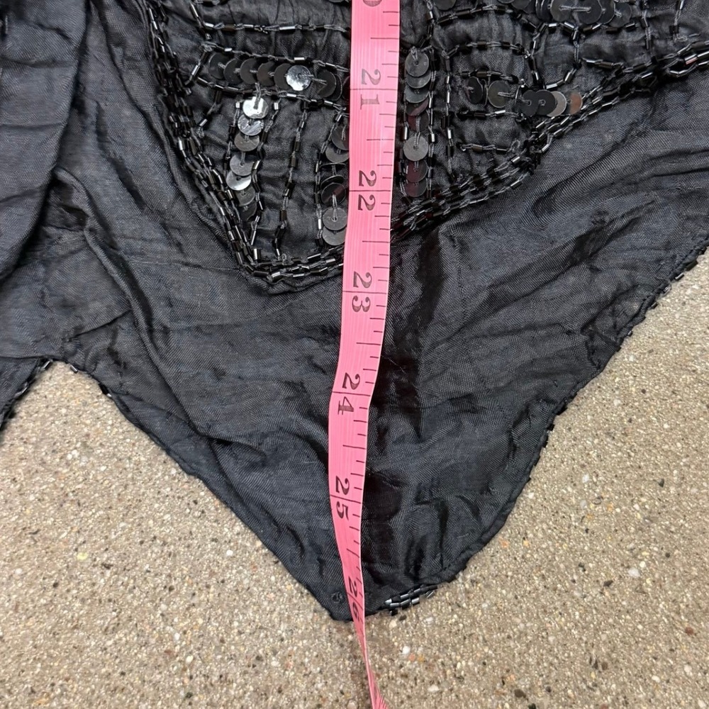 Sweet Sue Vintage Black Beaded Silk Sequin Vest Women Medium Hook Eye Closure - Picture 3 of 7